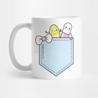 cute pills in pocket cartoon Mug